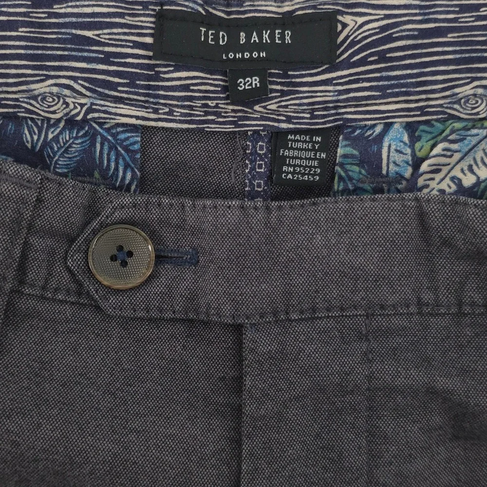 Ted Baker Mens Chinos Trousers 32R Charcoal Grey Slim Fit Smart Casual Pants